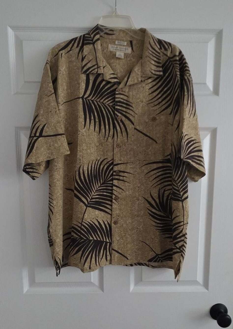Island Republic Silknosic Men's XL Hawaiian Camp Shirt - 92% Silk Palm Print EUC